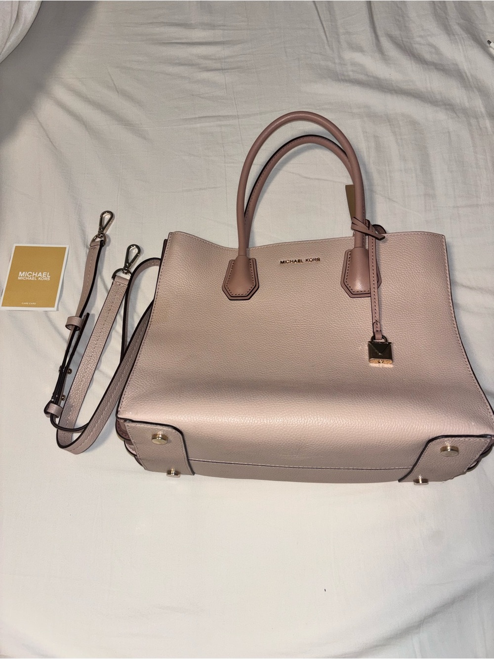 Michael Kors Blush Pebbled Leather Satchel with Detachable Strap